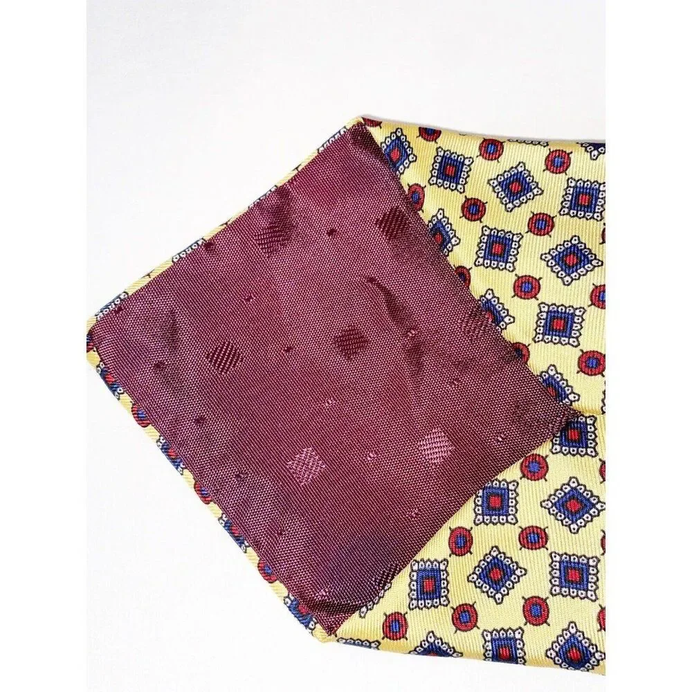 Savile Row Tie Yellow Blue Burgundy